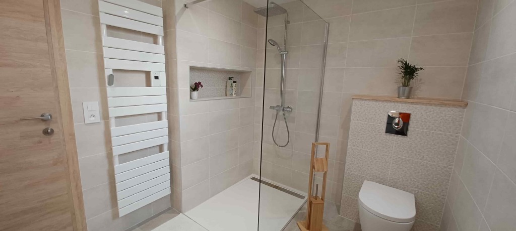 Salle d'eau moderne avec douche à l'italienne